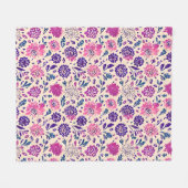 Boho Ombre Pink und Lila Blumenmuster Fleecedecke (Vorderseite (Horizontal))