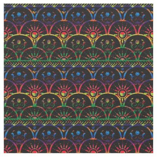 Boho Ombre Sunset | Dark Rainbow Stoff (Nahaufnahme)