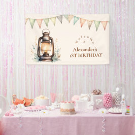 Boho One Happy Camper 1. Geburtstag Party Banner