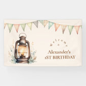 Boho One Happy Camper 1. Geburtstag Party Banner (Horizontal)