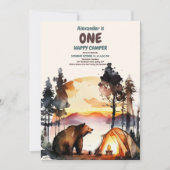 Boho One Happy Camper 1. Geburtstag Party Einladung (Vorderseite)