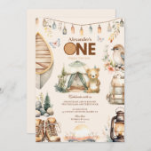 Boho One Happy Camper 1. Geburtstag Party Einladung (Vorne/Hinten)