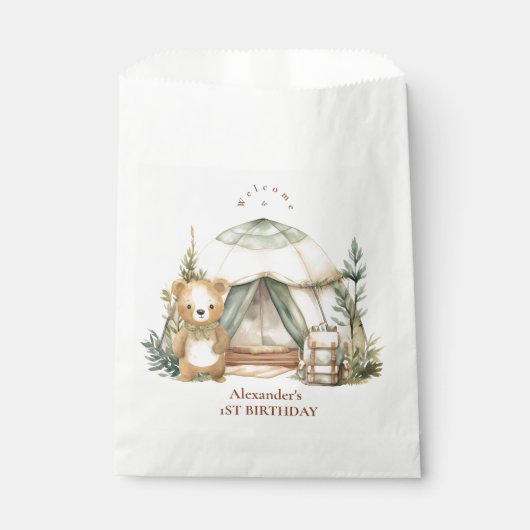 Boho One Happy Camper 1. Geburtstag Party Geschenktütchen (Vorderseite)