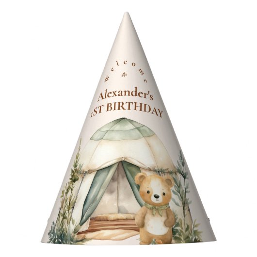 Boho One Happy Camper 1. Geburtstag Party Partyhütchen (Vorderseite)