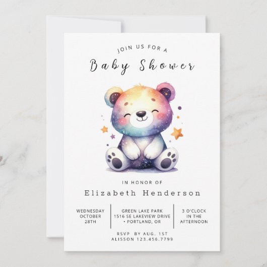 Boho Online Bear Baby Dusche Einladung (Vorderseite)