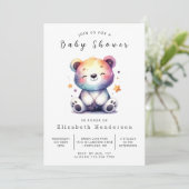 Boho Online Bear Baby Dusche Einladung (Stehend Vorderseite)