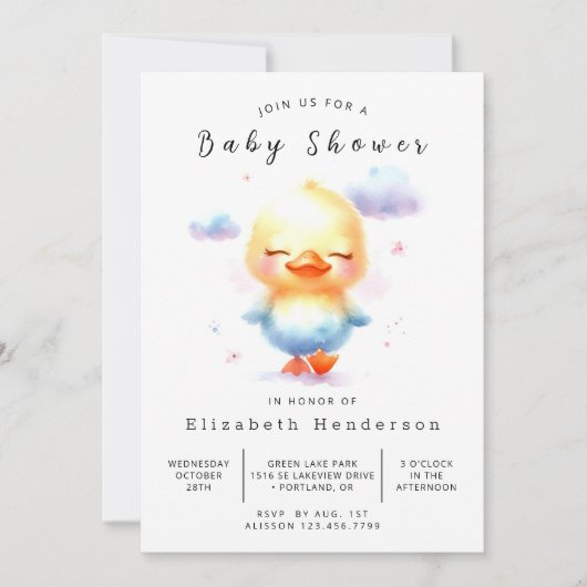 Boho Online Duck Baby Shower Einladung (Vorderseite)