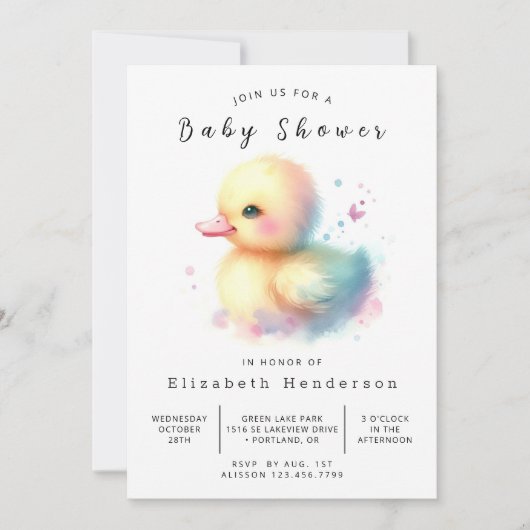 Boho Online Duck Baby Shower Einladung (Vorderseite)