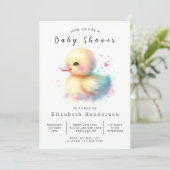Boho Online Duck Baby Shower Einladung (Stehend Vorderseite)
