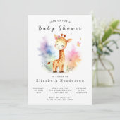 Boho Online Giraffe Babydusche Einladung (Stehend Vorderseite)