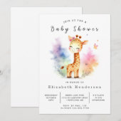 Boho Online Giraffe Babydusche Einladung (Vorne/Hinten)