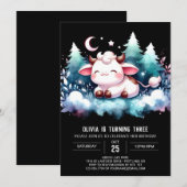 Boho Online Kuh Geburtstag Einladung (Vorne/Hinten)