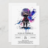 Boho Online Little Ninja Geburtstag Einladung (Vorne/Hinten)