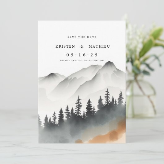 Boho Online Mountain Save The Date (Stehend Vorderseite)