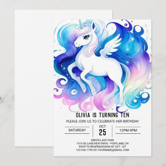 Boho Online Pony Birthday Einladung (Vorne/Hinten)