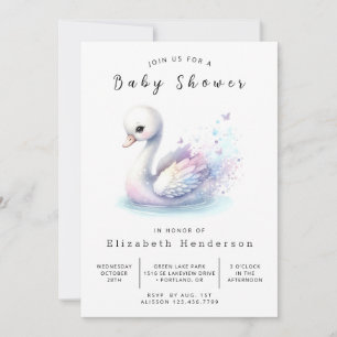 Boho Online Swan Baby Shower Einladung