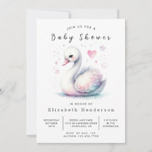 Boho Online Swan Baby Shower Einladung