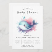 Boho Online Whale Baby Shower Einladung (Vorne/Hinten)
