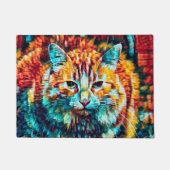 Boho orange blaue bunte Hippietabby-Katze Fußmatte (Vorderseite)