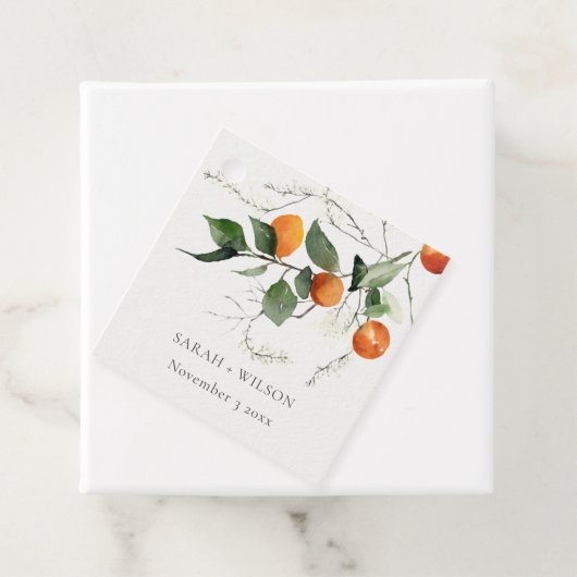 Boho Orange Blossom Botanische Hochzeit Geschenkanhänger (Beispiel)