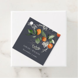 Boho Orange Blossom Botanische Hochzeit Geschenkanhänger