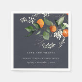 Boho Orange Blossom Botanische Hochzeit Napkins Serviette (Vorderseite)