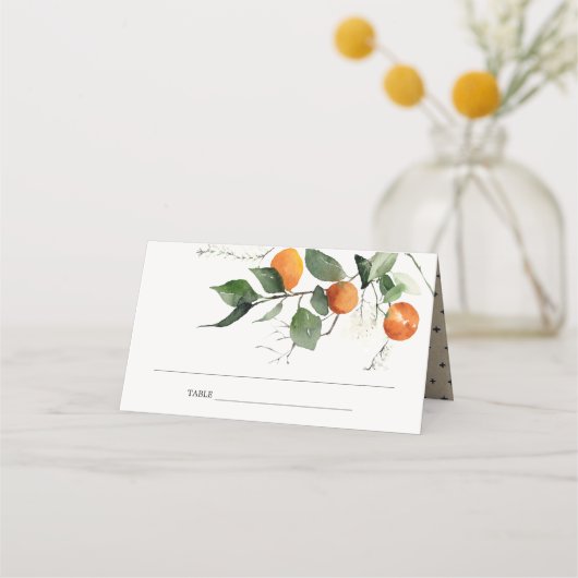 Boho Orange Blossom Botanische Hochzeit Platzkarte (Rückseite)