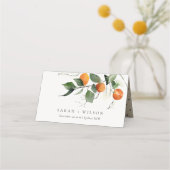 Boho Orange Blossom Botanische Hochzeit Platzkarte (Vorderseite)