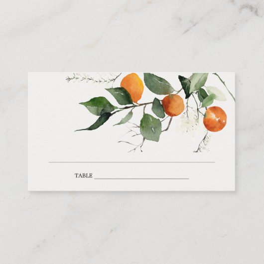 Boho Orange Blossom Botanische Hochzeit Platzkarte (Rückseite)