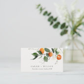 Boho Orange Blossom Botanische Hochzeit Platzkarte (Stehend Vorderseite)