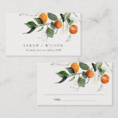 Boho Orange Blossom Botanische Hochzeit Platzkarte (Vorne/Hinten)