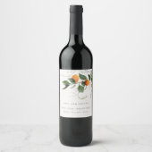 Boho Orange Blossom Botanische Hochzeit Weinetikett (Vorderseite)