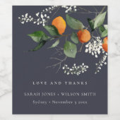 Boho Orange Blossom Botanische Hochzeit Weinetikett (Einzelnes Label)