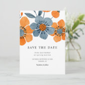Boho Orange Blossom Floral Wedding Save The Date (Stehend Vorderseite)