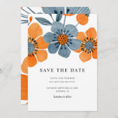 Boho Orange Blossom Floral Wedding Save The Date (Vorne/Hinten)