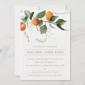 Boho Orange Blossom Foliage Couples Showeinladung Dankeskarte (Vorderseite)