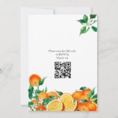 Boho Orange Blossom Foto QR Code Wedding Einladung (Rückseite)