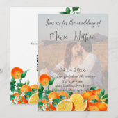 Boho Orange Blossom Foto QR Code Wedding Einladung (Vorne/Hinten)