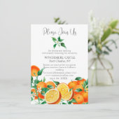 Boho Orange Blossom QR Code Wedding Begleitkarte (Stehend Vorderseite)
