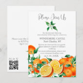 Boho Orange Blossom QR Code Wedding Begleitkarte (Vorne/Hinten)
