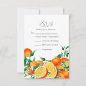 Boho Orange Blossom QR Code Wedding RSVP Karte (Vorderseite)