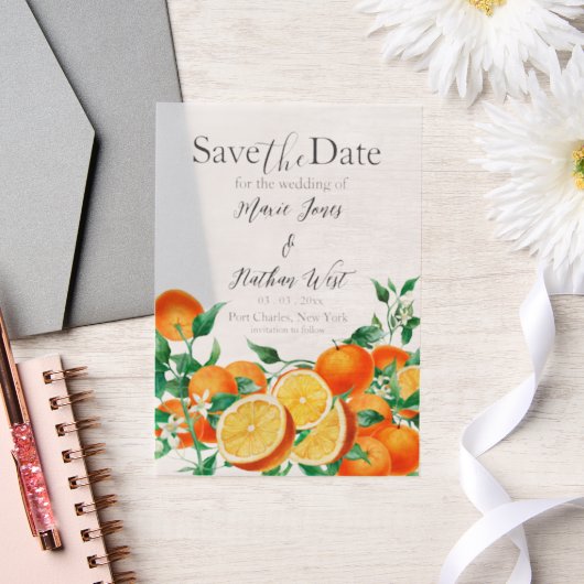 Boho Orange Blossom Save the Date Pergament Einladungen (Hochzeit)