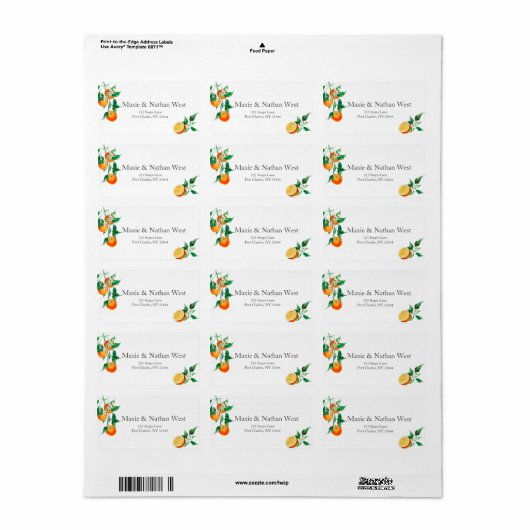 Boho Orange Blossom Wedding Adressaufkleber (Vorne)