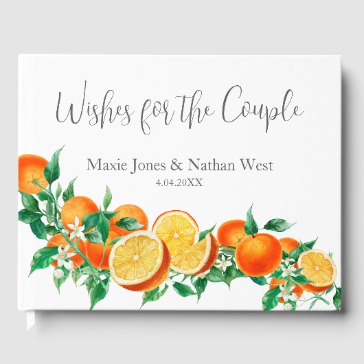 Boho Orange Blossom Wedding Gästebuch (Vorderseite)