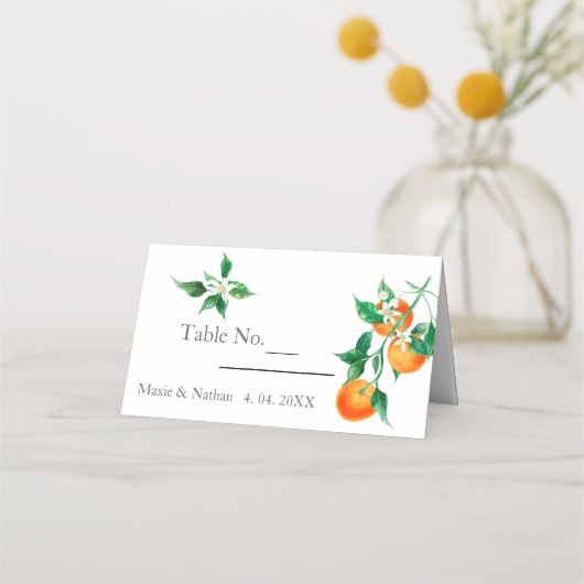 Boho Orange Blossom Wedding Platzkarte (Rückseite)
