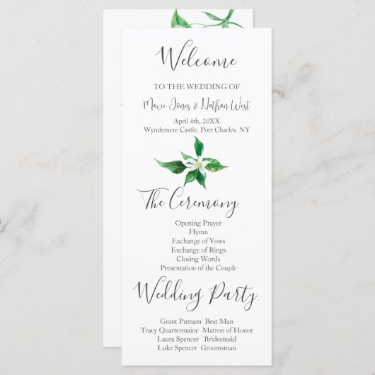 Boho Orange Blossom Wedding Program (Vorne/Hinten)