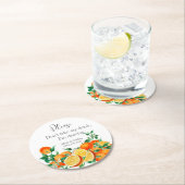 Boho Orange Blossom Wedding Runder Pappuntersetzer (Vor Ort)