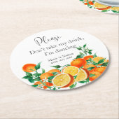 Boho Orange Blossom Wedding Runder Pappuntersetzer (Angewinkelt)
