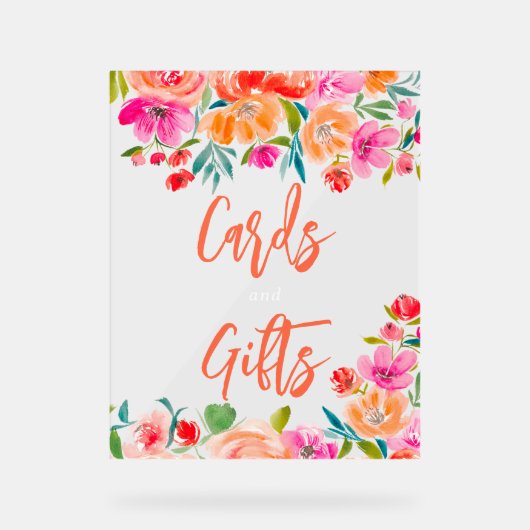 Boho orange blühende Wildblumen Brautgeschenke Zei Acrylschild (Vorderseite)