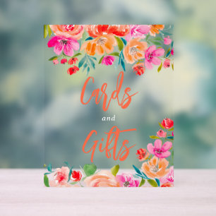 Boho orange blühende Wildblumen Brautgeschenke Zei Acrylschild